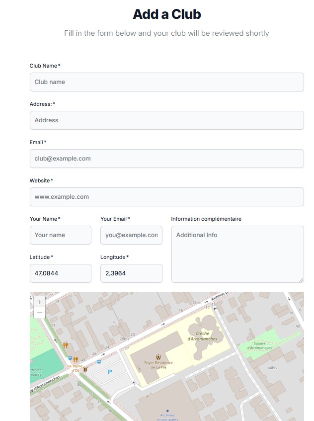 Procédure de mise à jour de l’adresse de votre club annexe1.2